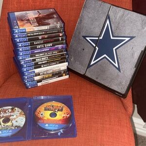 PS4 Console with Custom Star Design and Game Collection